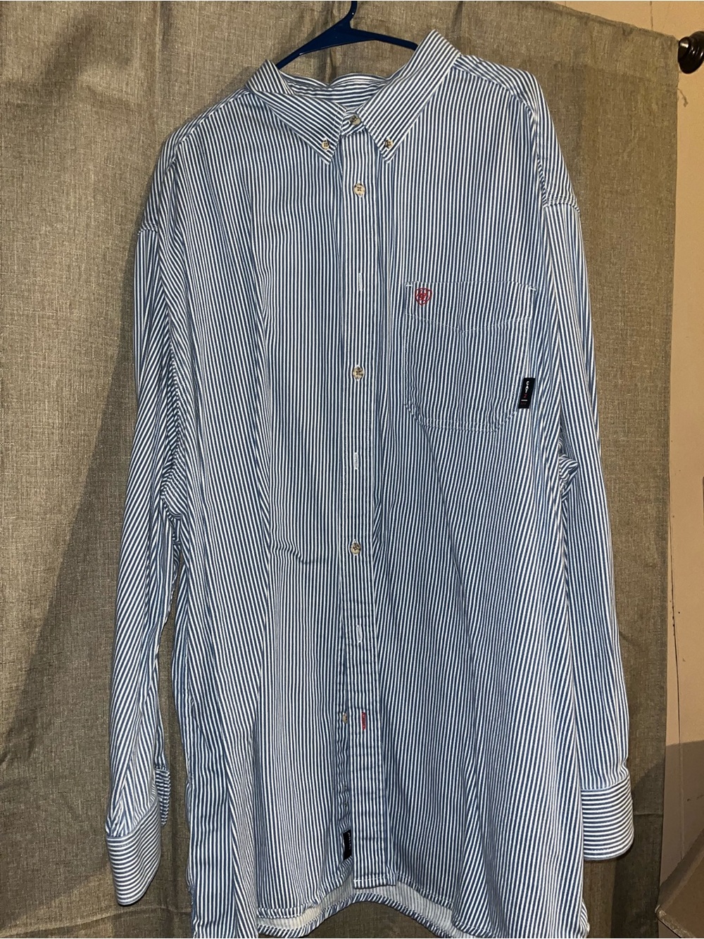 Ariat Blue and White Pinstripe Button-Down FR Shirt